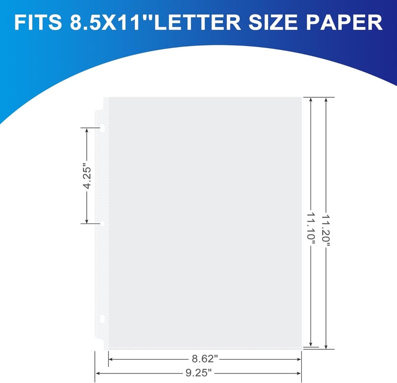 Aegero 65 Pack Clear Sheet Protectors, 8.5 x 11 inch Page Protectors for 3 Ring Binder,Top Loading Paper Protector for Documents and Photos,Letter Size - Image 2